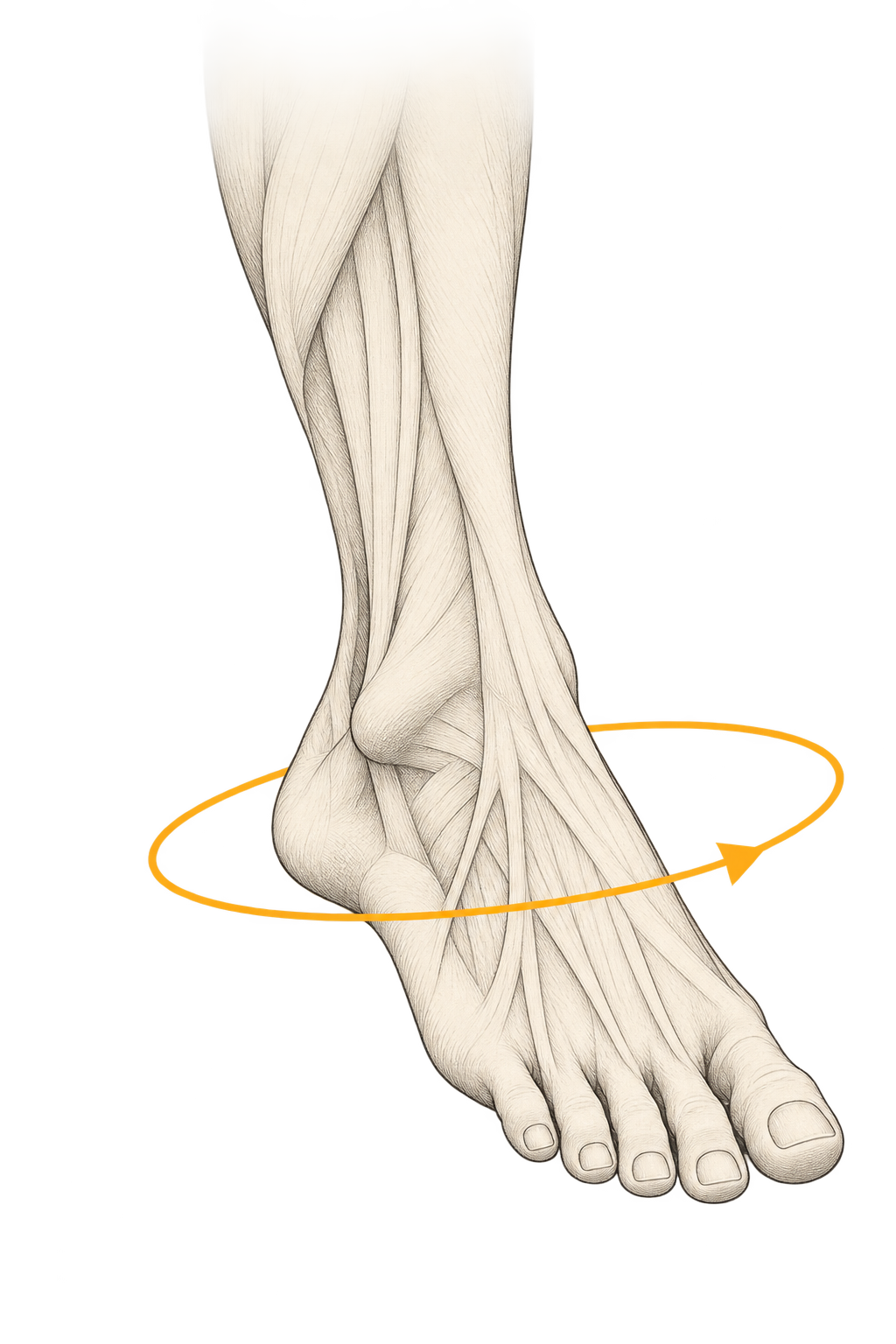 Engraved foot and ankle illustration from the app